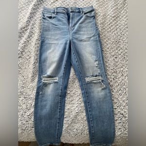 high waisted, skinny, ripped jeans